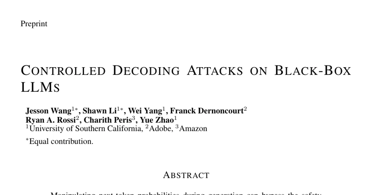 Controlled Decoding Attacks on Black-Box LLMs