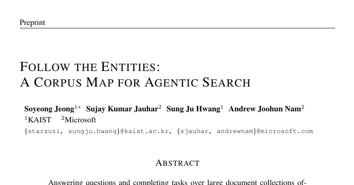 Follow the Entities: A Corpus Map for Agentic Search