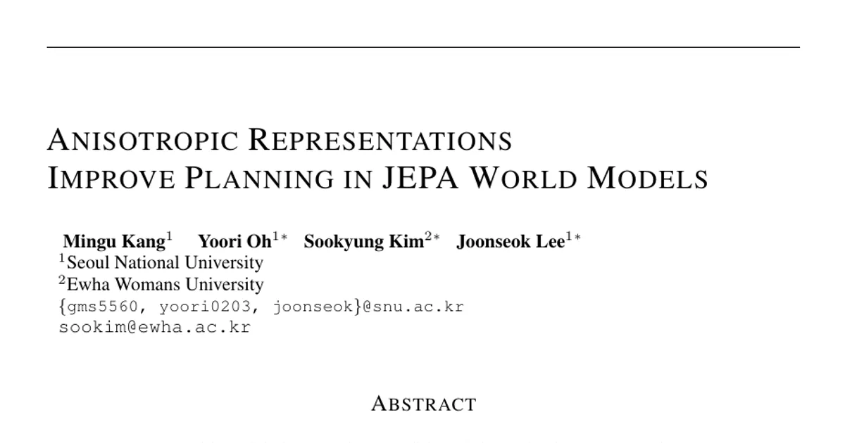 Anisotropic Representations Improve Planning in JEPA World Models