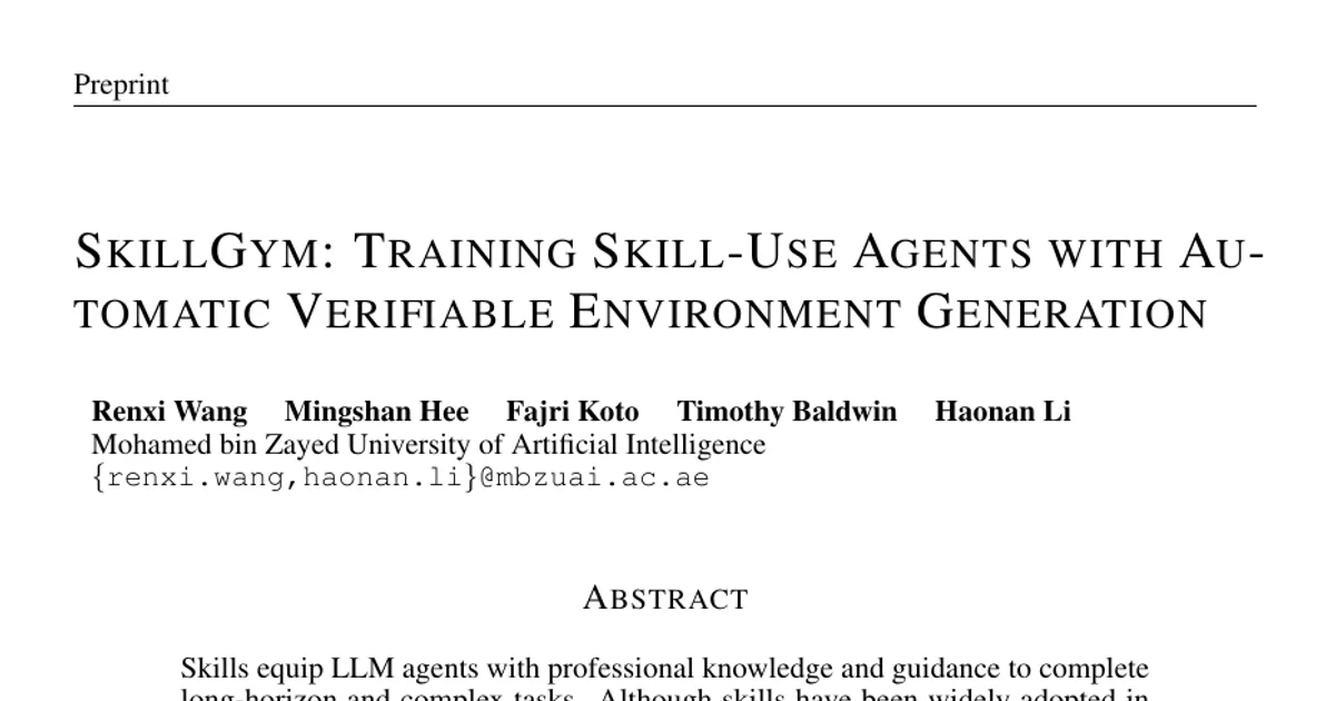 SkillGym: Training Skill-Use Agents with Automatic Verifiable Environment Generation