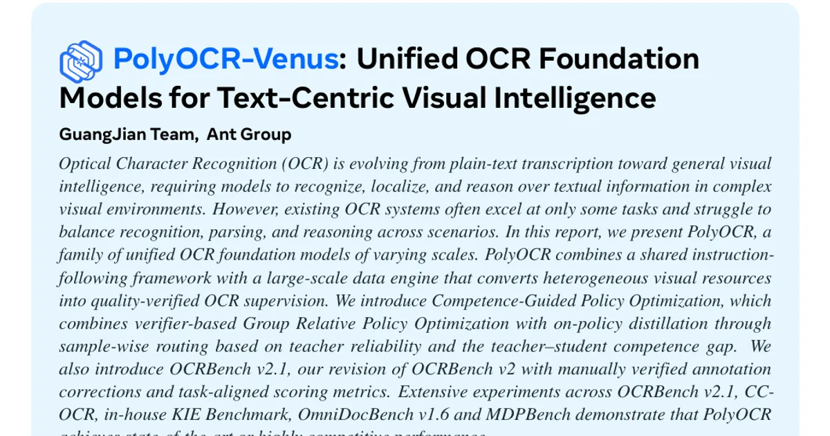 PolyOCR-Venus: Unified OCR Foundation Models for Text-Centric Visual Intelligence