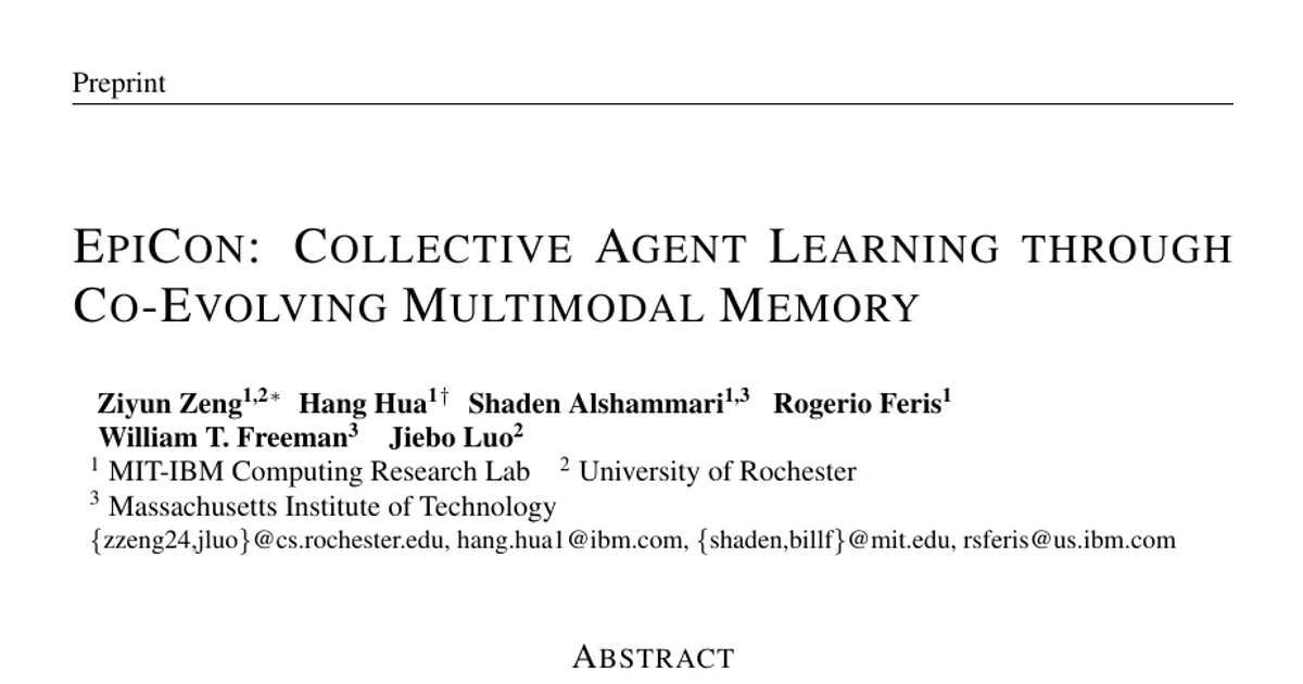EpiCon: Collective Agent Learning through Co-Evolving Multimodal Memory