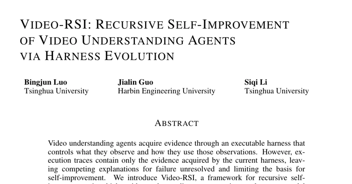 Video-RSI: Recursive Self-Improvement of Video Understanding Agents via Harness Evolution
