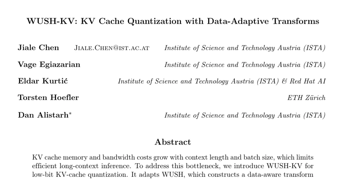 WUSH-KV: KV Cache Quantization with Data-Adaptive Transforms