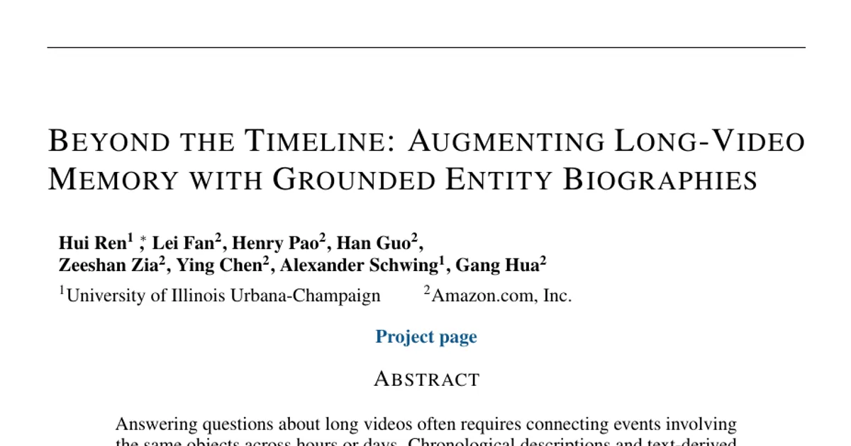 Beyond the Timeline: Augmenting Long-Video Memory with Grounded Entity Biographies