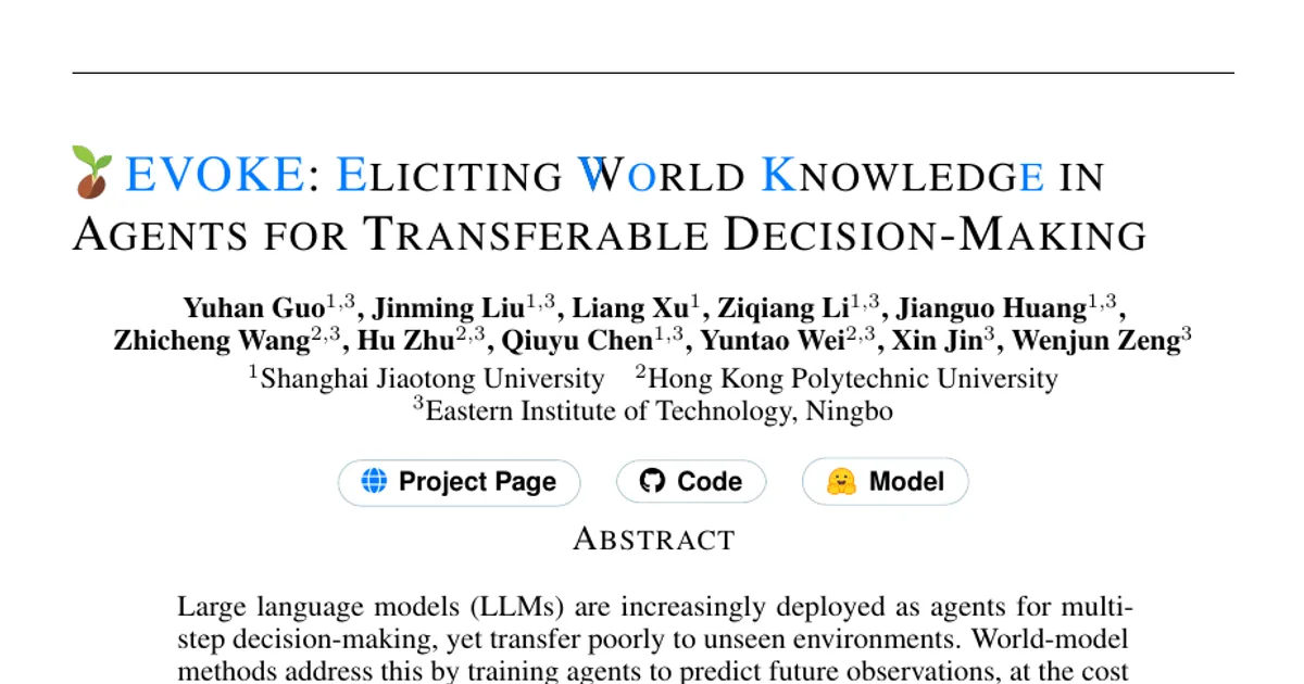 EVOKE: Eliciting World Knowledge in Agents for Transferable Decision-Making