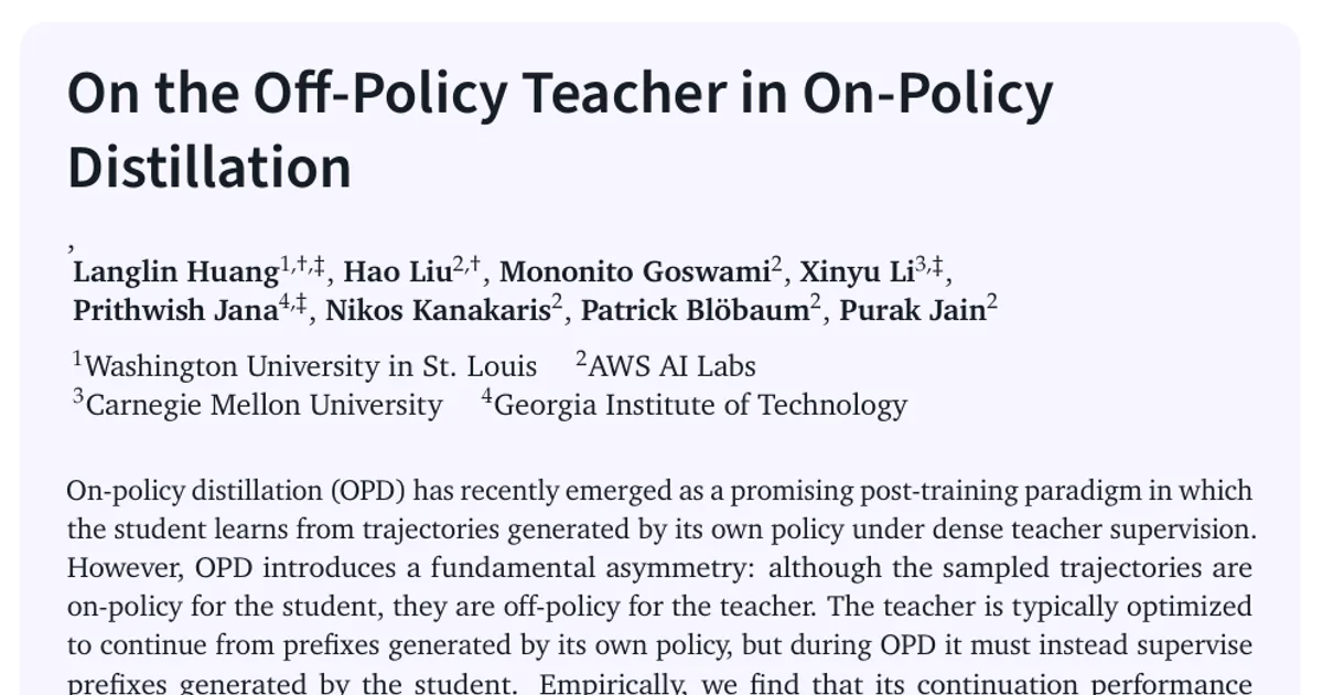 On the Off-Policy Teacher in On-Policy Distillation