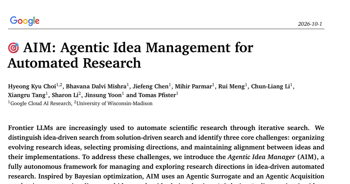 AIM: Agentic Idea Management for Automated Research