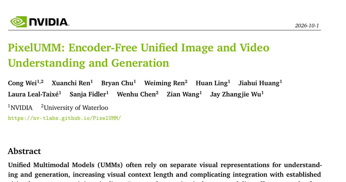 PixelUMM: Encoder-Free Unified Image and Video Understanding and Generation