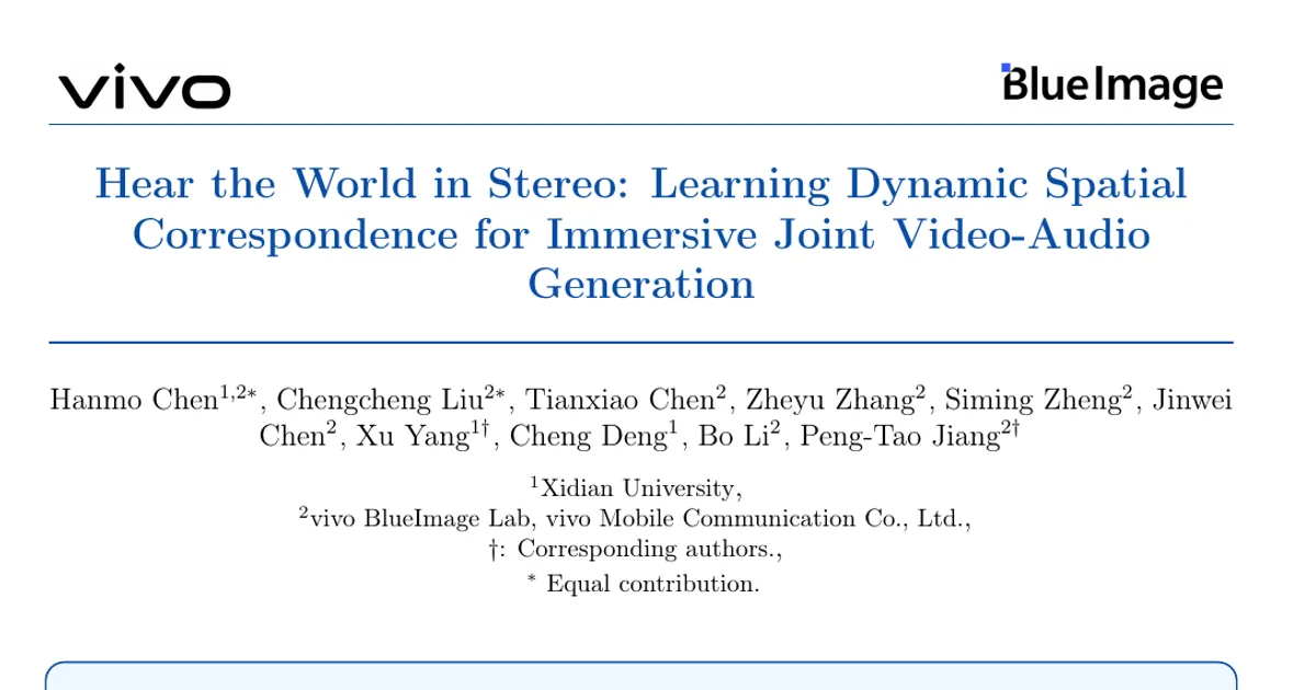 Hear the World in Stereo: Learning Dynamic Spatial Correspondence for Immersive Joint Video-Audio Generation