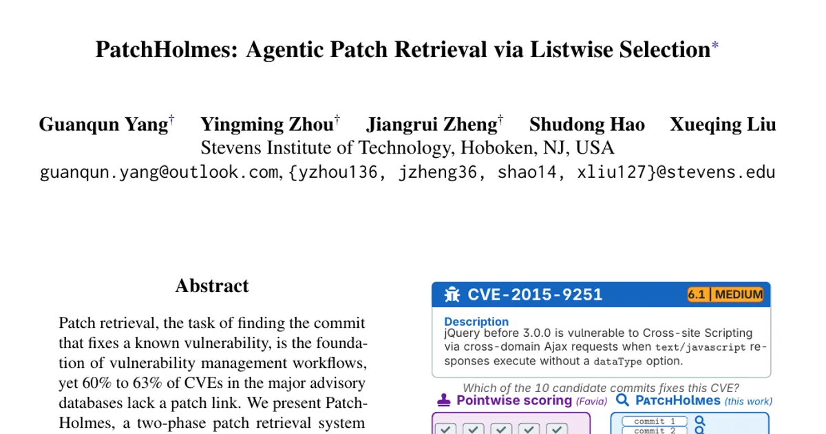 PatchHolmes: Agentic Patch Retrieval via Listwise Selection