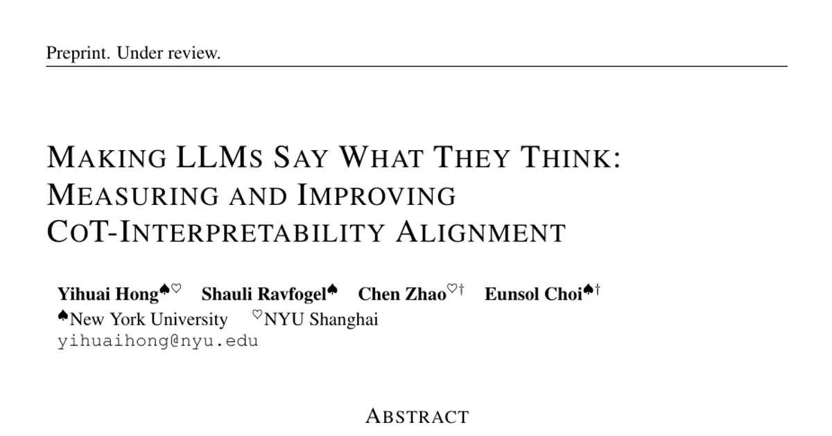 Making LLMs Say What They Think: Measuring and Improving CoT-Interpretability Alignment