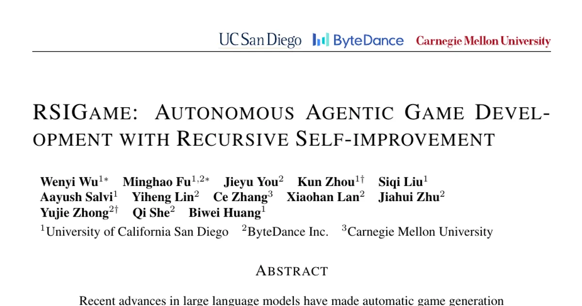 RSIGame: Autonomous Agentic Game Development with Recursive Self-improvement