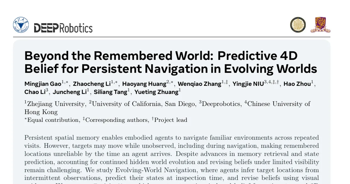 Beyond the Remembered World: Predictive 4D Belief for Persistent Navigation in Evolving Worlds