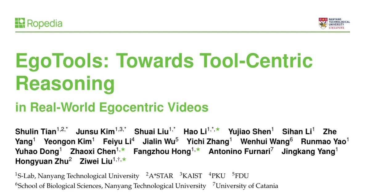 EgoTools: Towards Tool-Centric Reasoning in Real-World Egocentric Videos