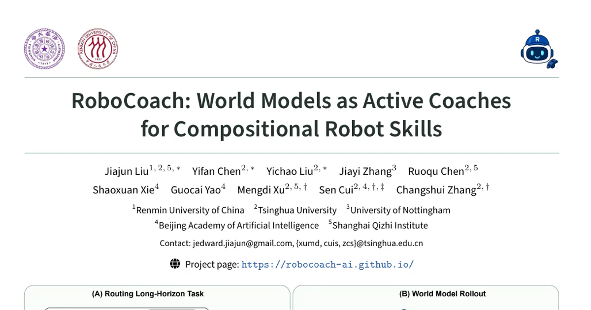 RoboCoach: World Models as Active Coaches for Compositional Robot Skills