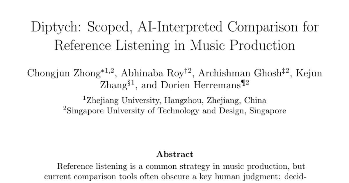 Diptych: Scoped, AI-Interpreted Comparison for Reference Listening in Music Production
