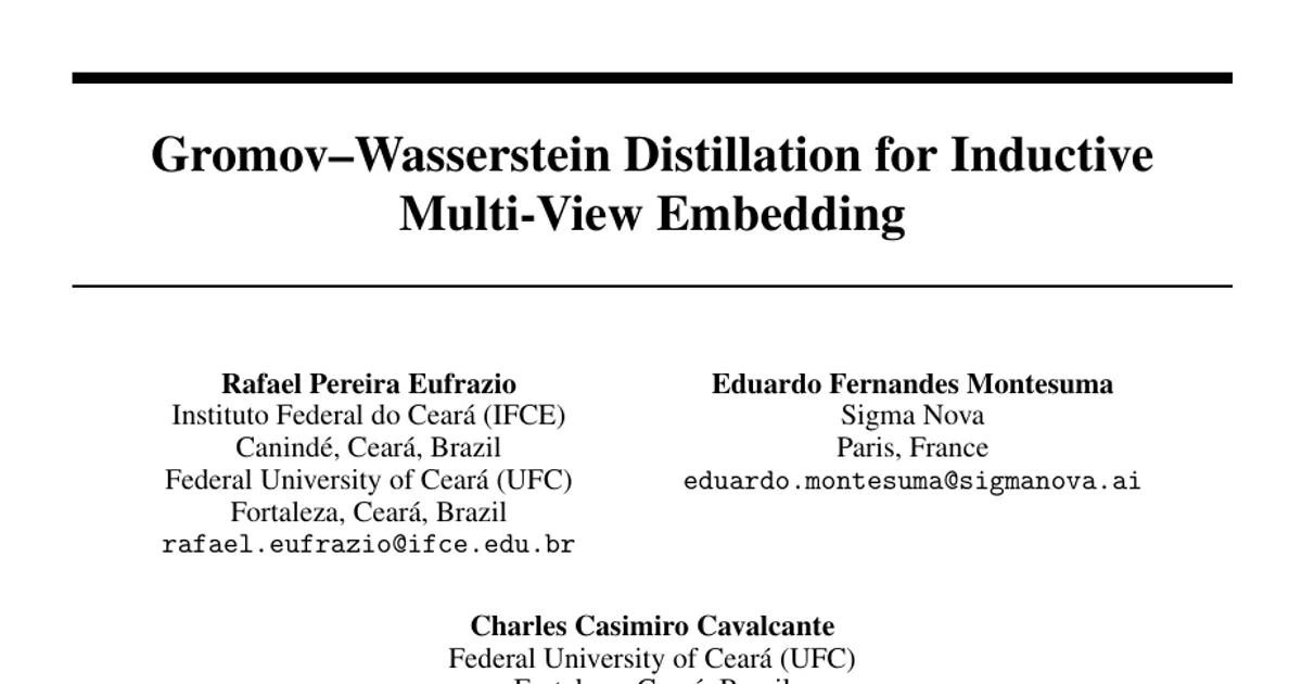 Gromov-Wasserstein Distillation for Inductive Multi-View Embedding