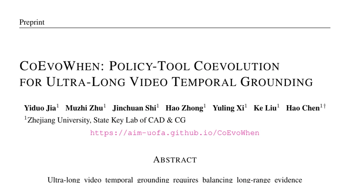 CoEvoWhen: Policy-Tool Coevolution for Ultra-Long Video Temporal Grounding