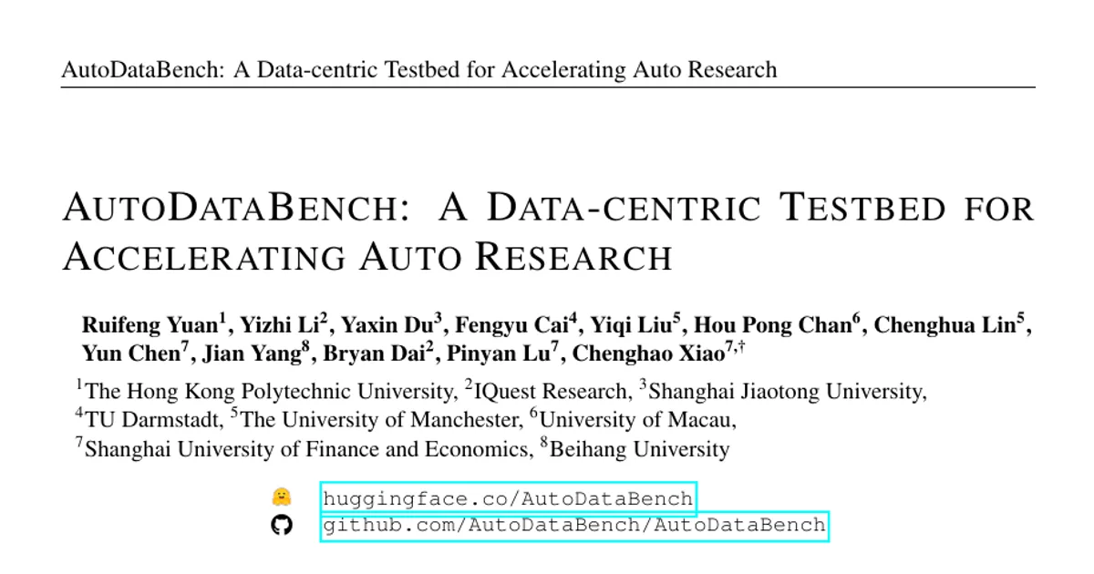 AutoDataBench: A Data-centric Testbed for Accelerating Auto Research