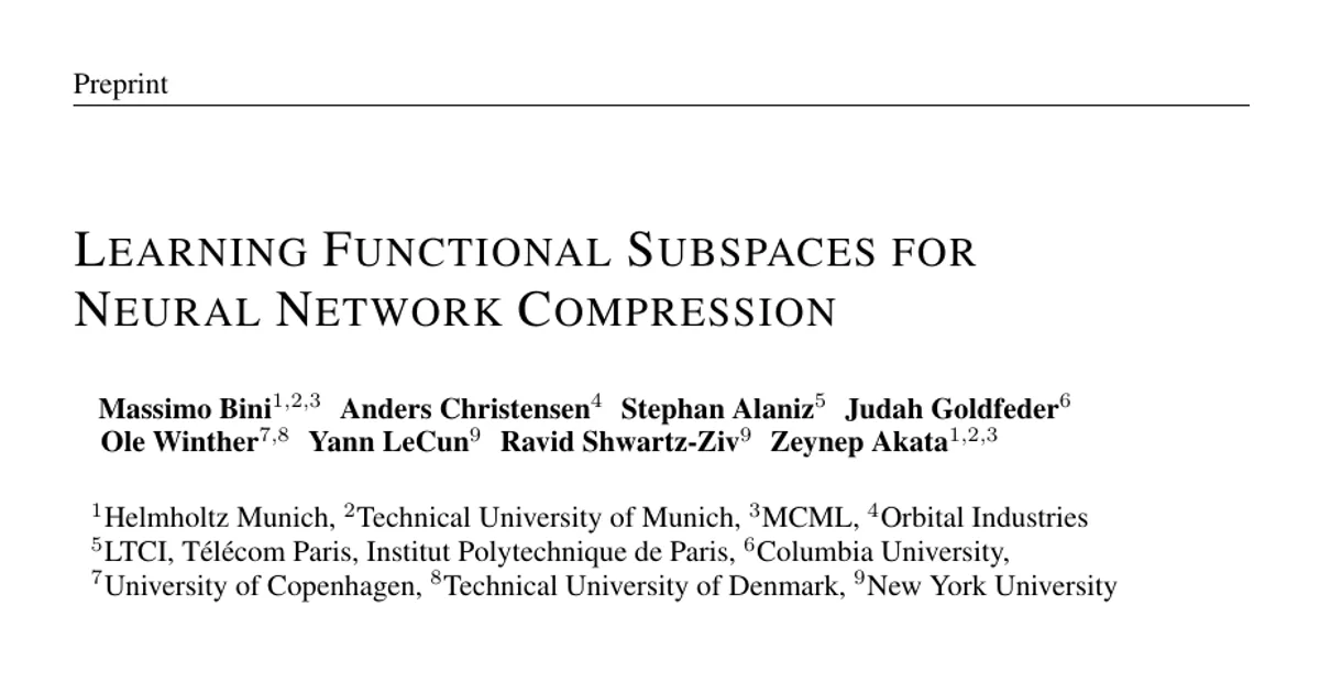 Learning Functional Subspaces for Neural Network Compression