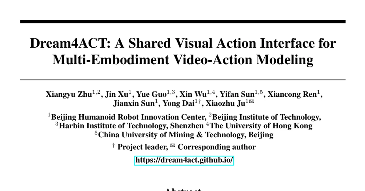Dream4ACT: A Shared Visual Action Interface for Multi-Embodiment Video-Action Modeling