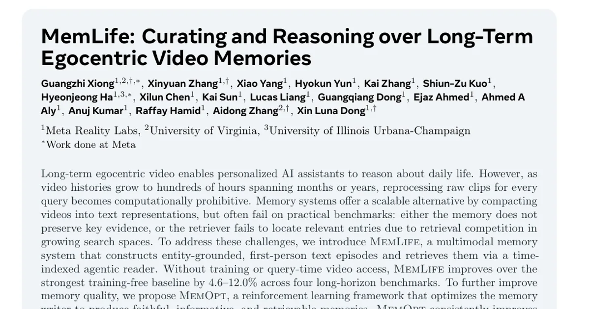 MemLife: Curating and Reasoning over Long-Term Egocentric Video Memories