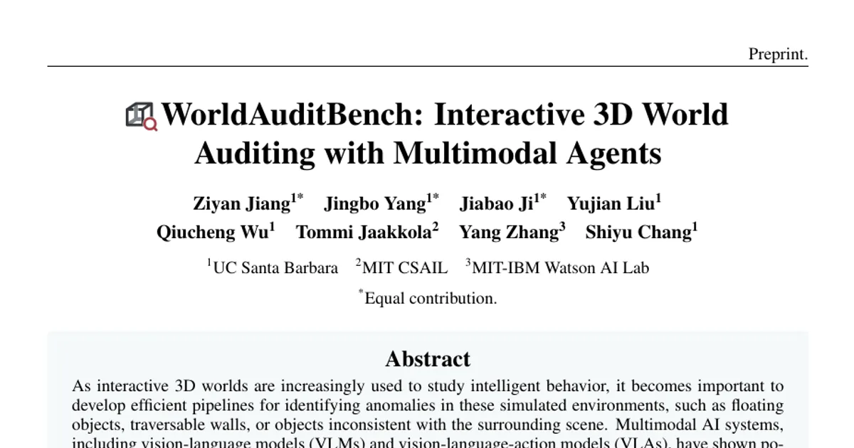 WorldAuditBench: Interactive 3D World Auditing with Multimodal Agents