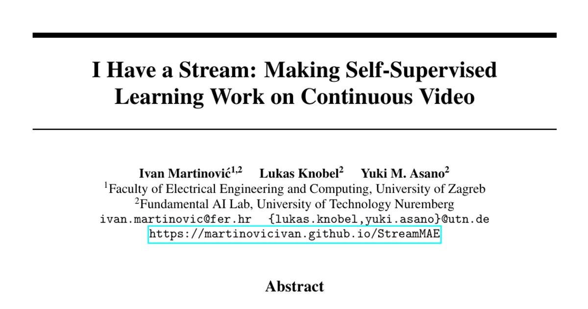I Have a Stream: Making Self-Supervised Learning Work on Continuous Video