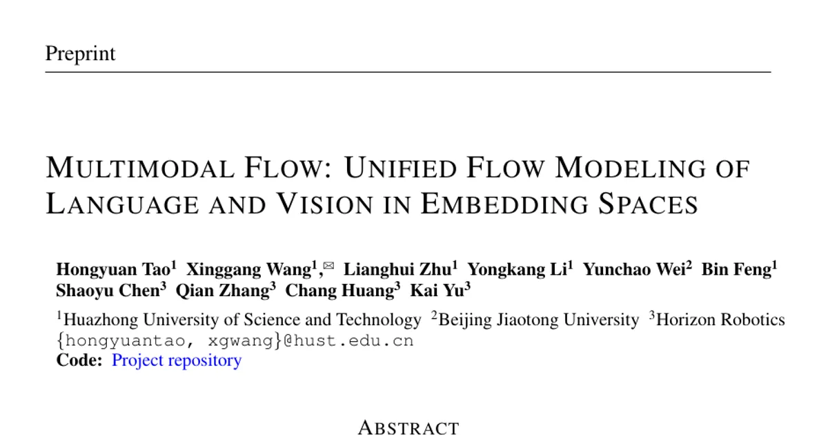 Multimodal Flow: Unified Flow Modeling of Language and Vision in Embedding Spaces
