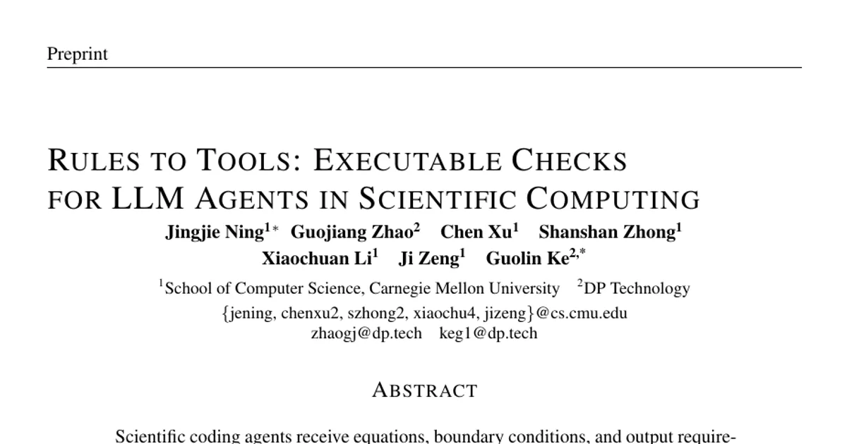 Rules to Tools: Executable Checks for LLM Agents in Scientific Computing