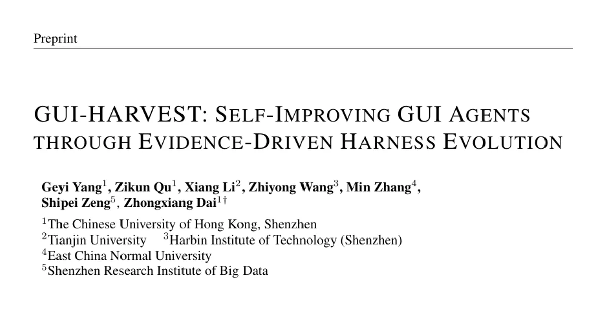 GUI-HARVEST: Self-Improving GUI Agents through Evidence-Driven Harness Evolution