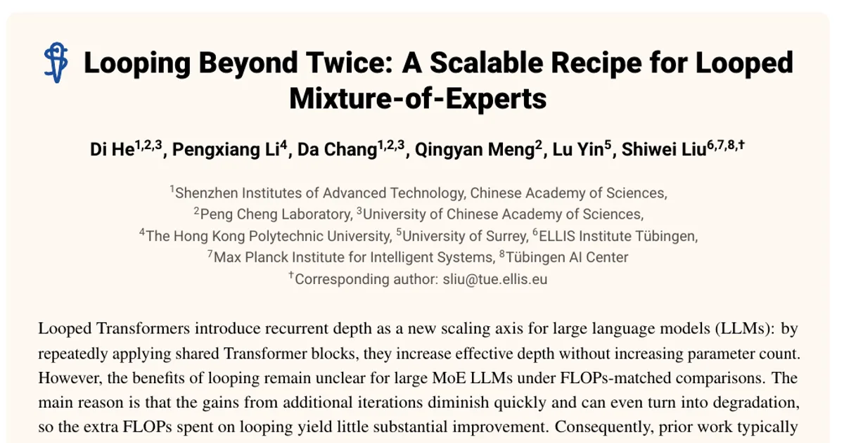 Looping Beyond Twice: A Scalable Recipe for Looped Mixture-of-Experts