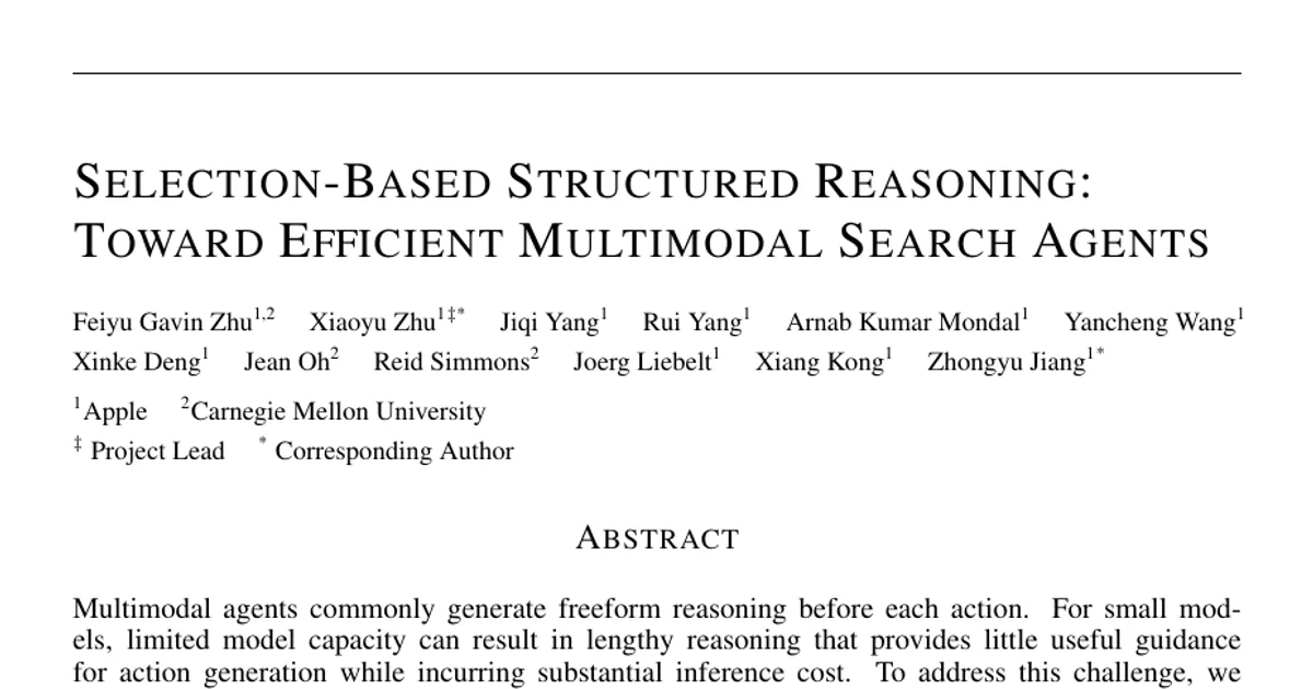 Selection-Based Structured Reasoning: Toward Efficient Multimodal Search Agents