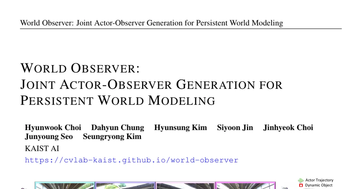 World Observer: Joint Actor-Observer Generation for Persistent World Modeling