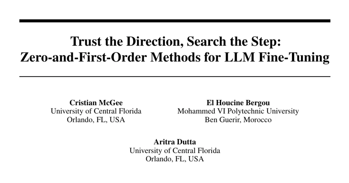 Trust the Direction, Search the Step: Zero-and-First-Order Methods for LLM Fine-Tuning