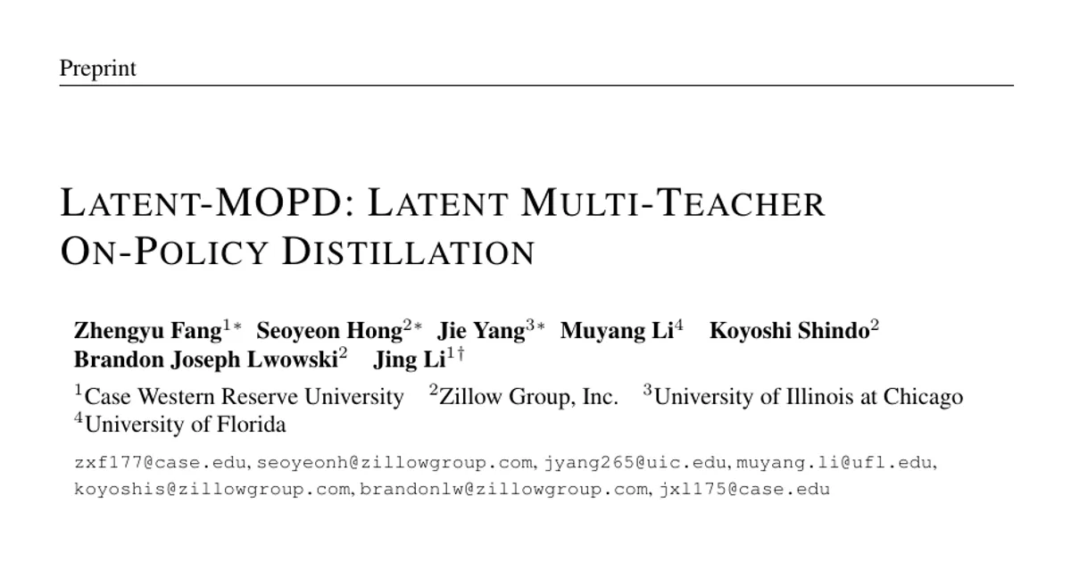 Latent-MOPD: Latent Multi-Teacher On-Policy Distillation