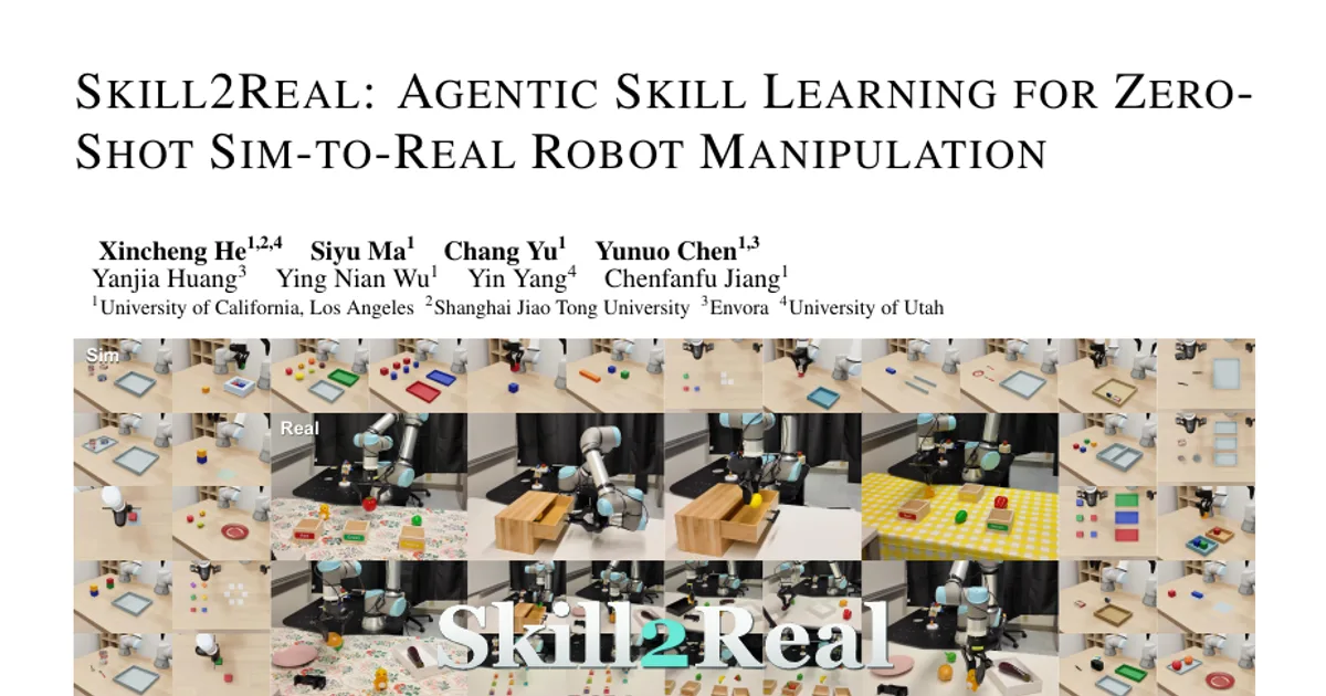 Skill2Real: Agentic Skill Learning for Zero-Shot Sim-to-Real Robot Manipulation