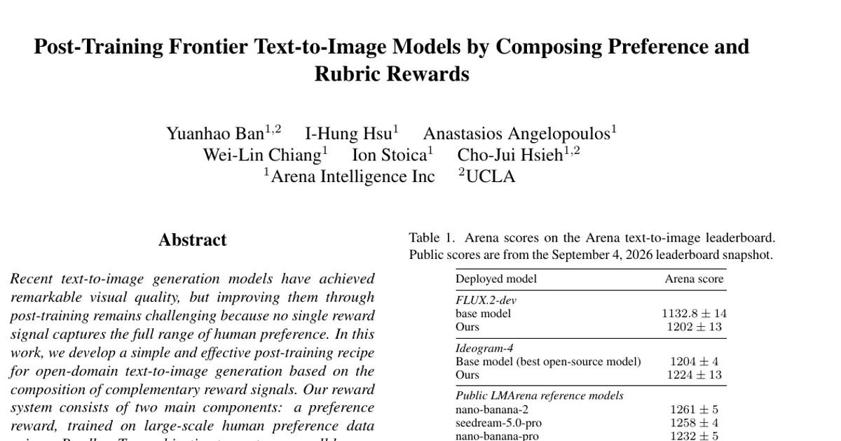 Post-Training Frontier Text-to-Image Models by Composing Preference and Rubric Rewards