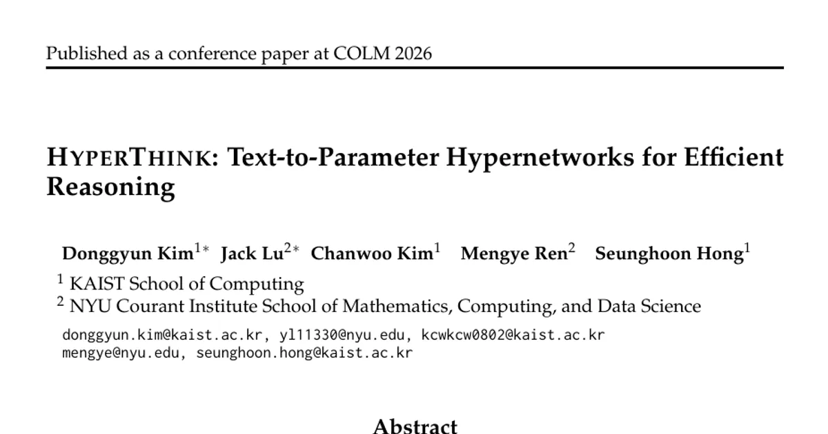 HyperThink: Text-to-Parameter Hypernetworks for Efficient Reasoning