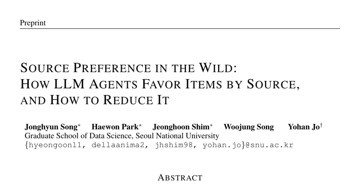 Source Preference in the Wild: How LLM Agents Favor Items by Source, and How to Reduce It