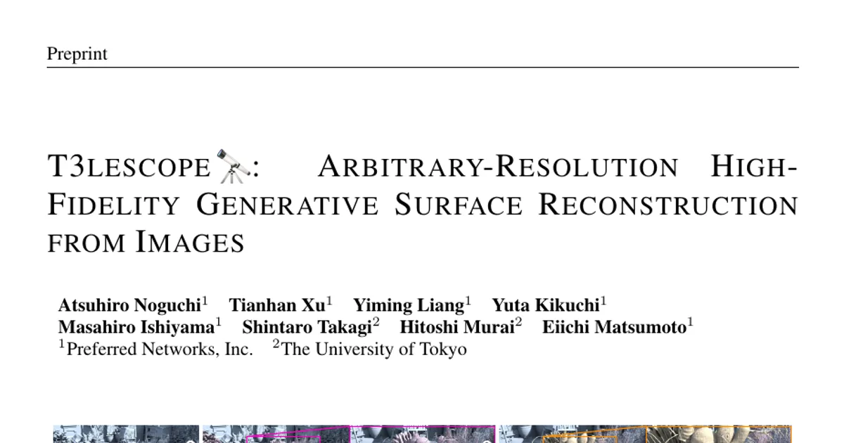 T3lescope: Arbitrary-Resolution High-Fidelity Generative Surface Reconstruction from Images