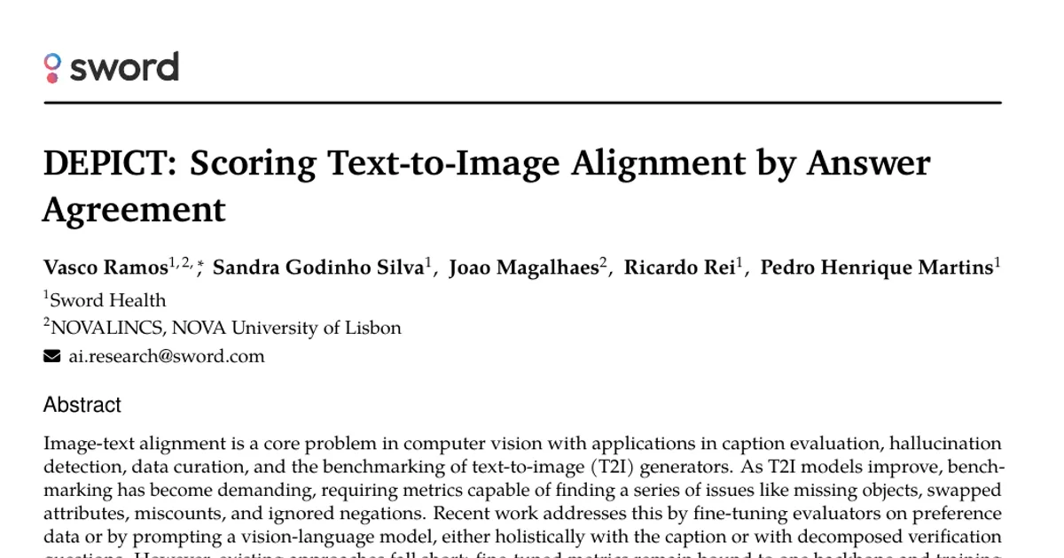 DEPICT: Scoring Text-to-Image Alignment by Answer Agreement