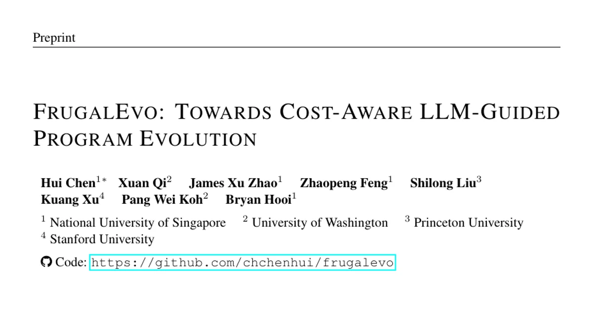 FrugalEvo: Towards Cost-Aware LLM-Guided Program Evolution