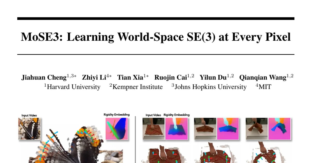 MoSE3: Learning World-Space SE(3) at Every Pixel