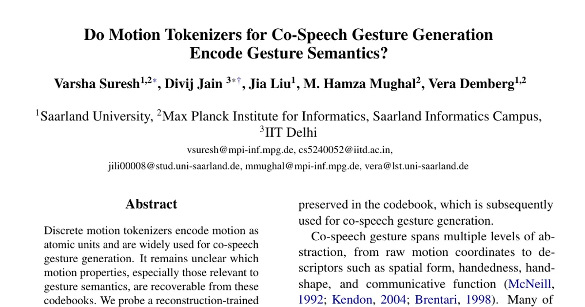 Do Motion Tokenizers for Co-Speech Gesture Generation Encode Gesture Semantics?