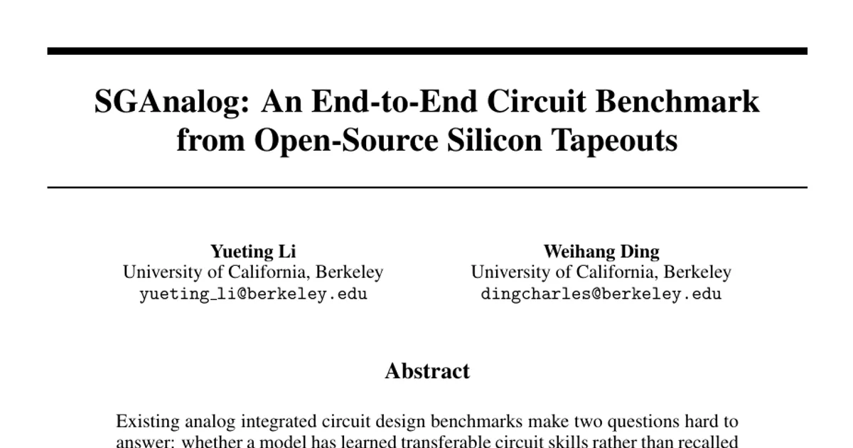 SGAnalog: An End-to-End Circuit Benchmark from Open-Source Silicon Tapeouts