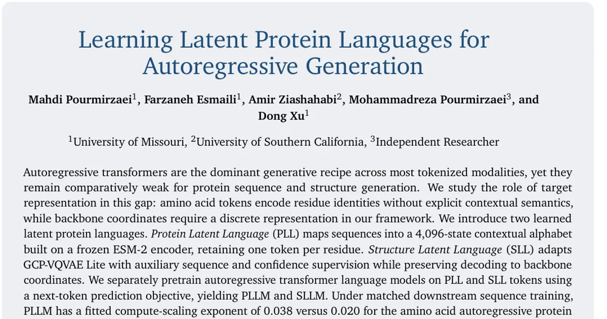 Learning Latent Protein Languages for Autoregressive Generation