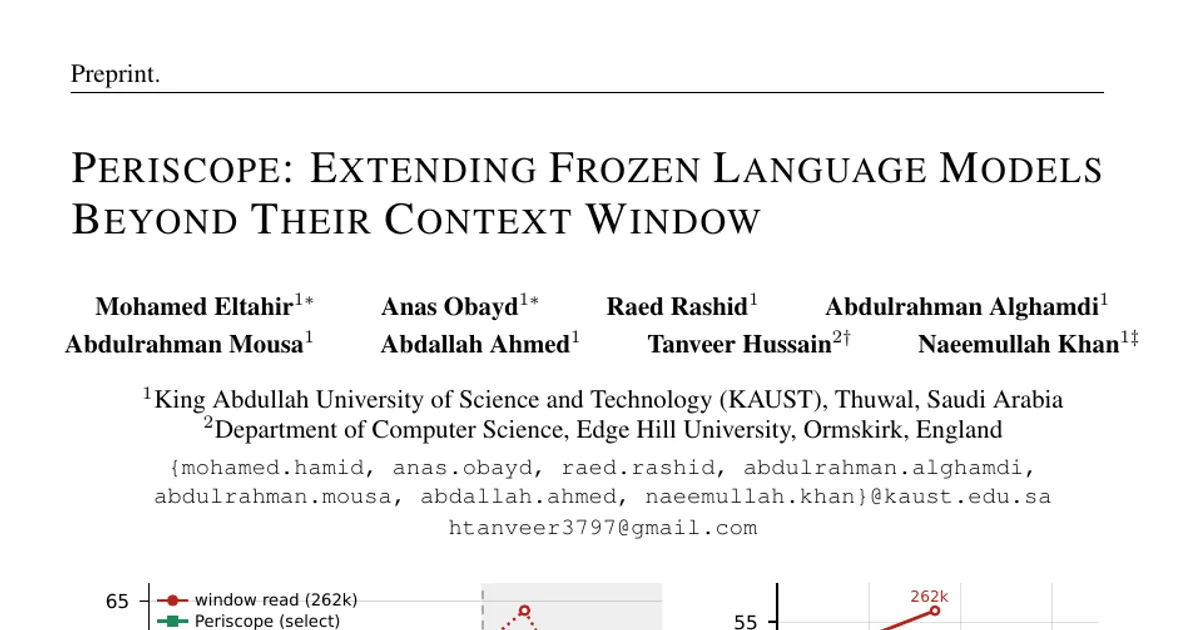 Periscope: Extending Frozen Language Models Beyond Their Context Window