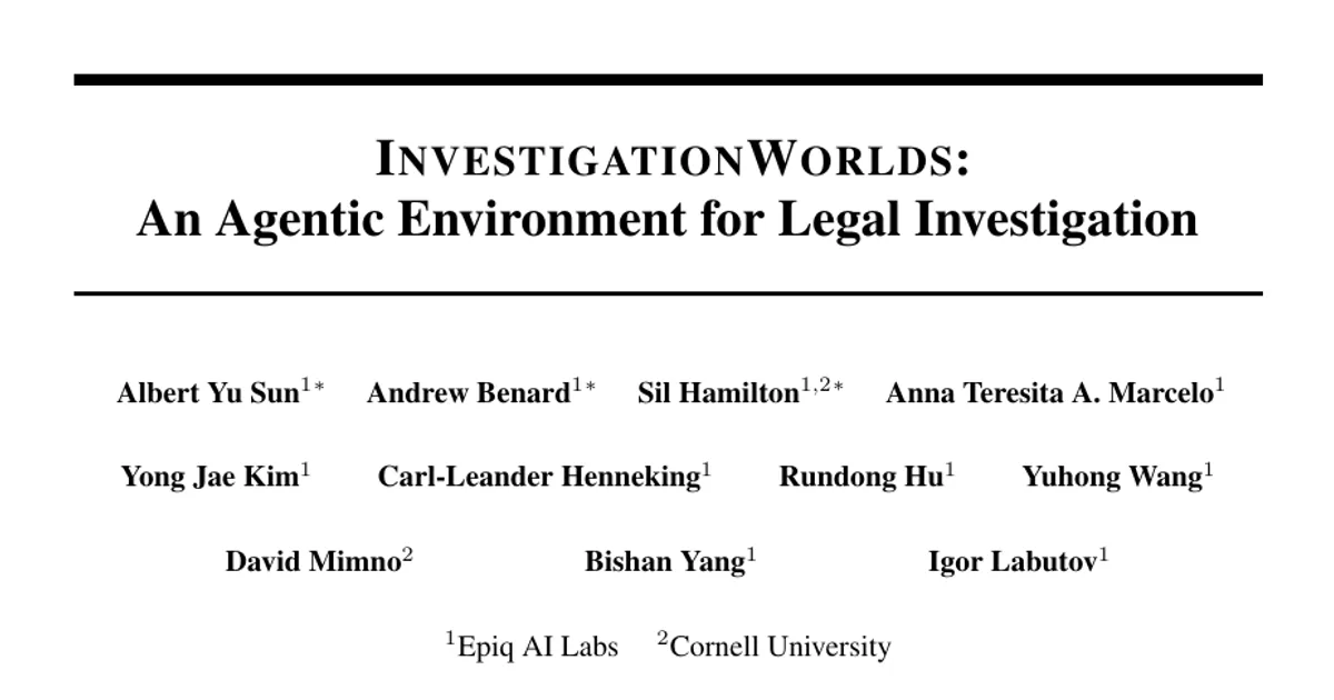 InvestigationWorlds: An Agentic Environment for Legal Investigation
